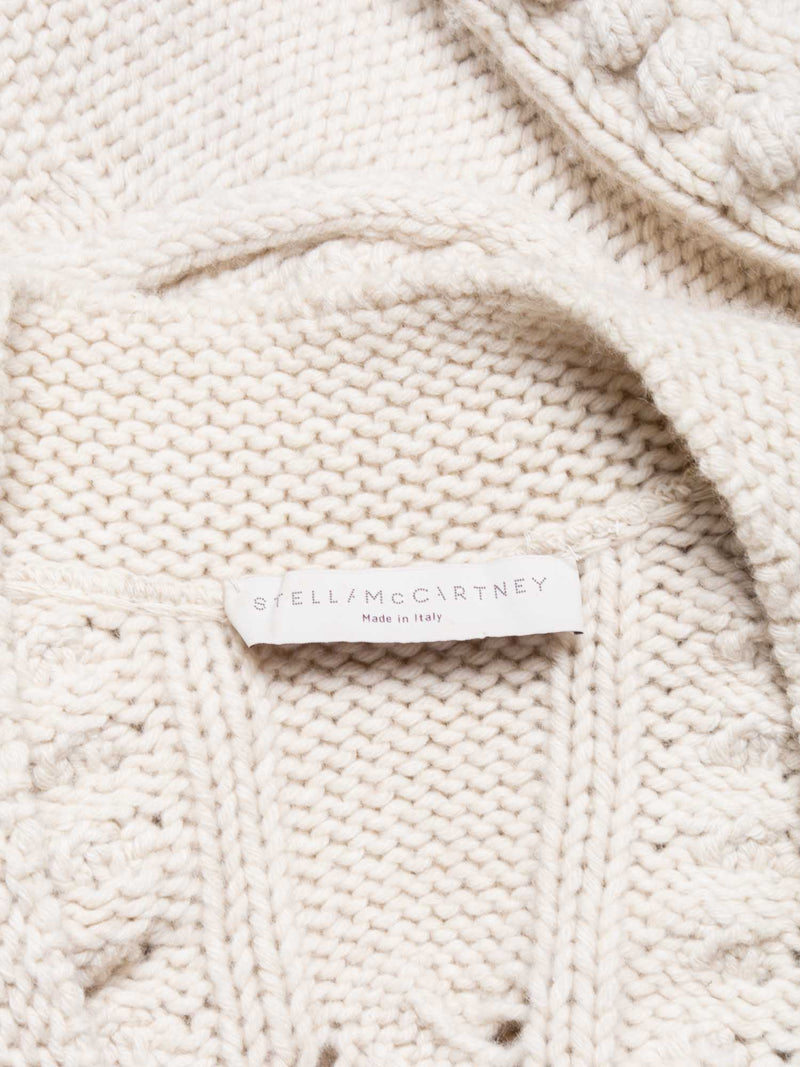 Stella McCartney Cashmere Cable Knit Chunky Oversized Cropped Sweater Ivory-designer resale