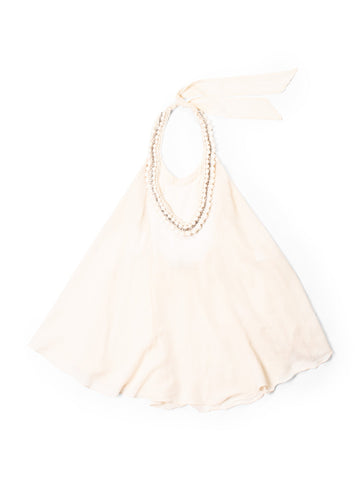 Stella McCartney Cotton Silk Beaded Halter Top Cream-designer resale