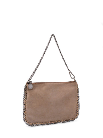 Stella McCartney Falabella Pochette Bag Taupe Silver-designer resale
