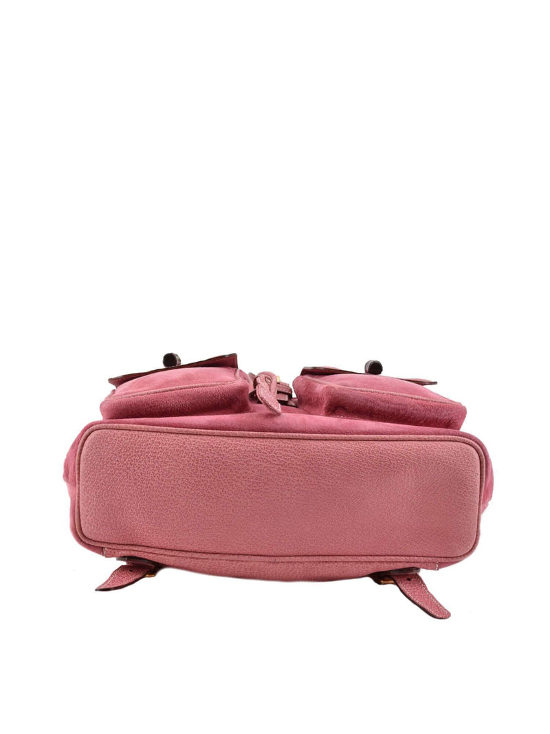 Suede Bamboo Medium Backpack Pink-designer resale