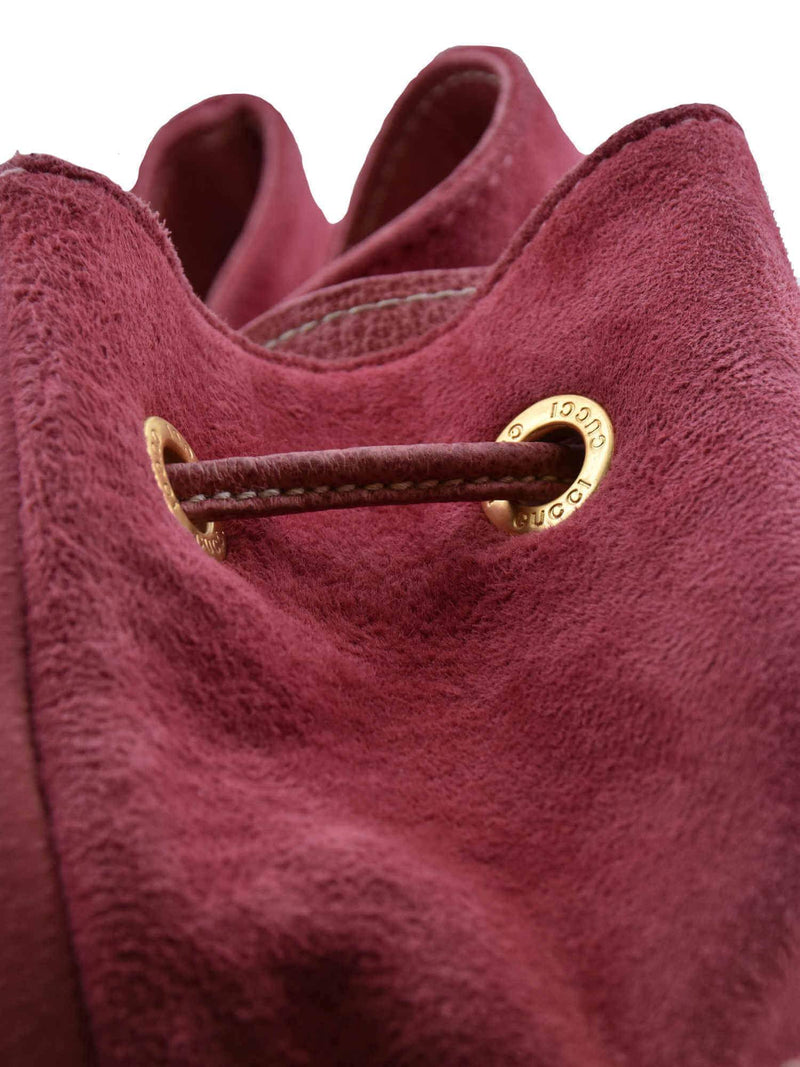 Suede Bamboo Medium Backpack Pink-designer resale