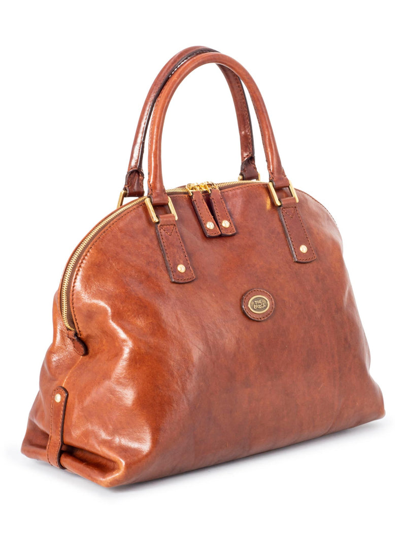 The Bridge Leather Alma Top Handle Bag Brown-designer resale
