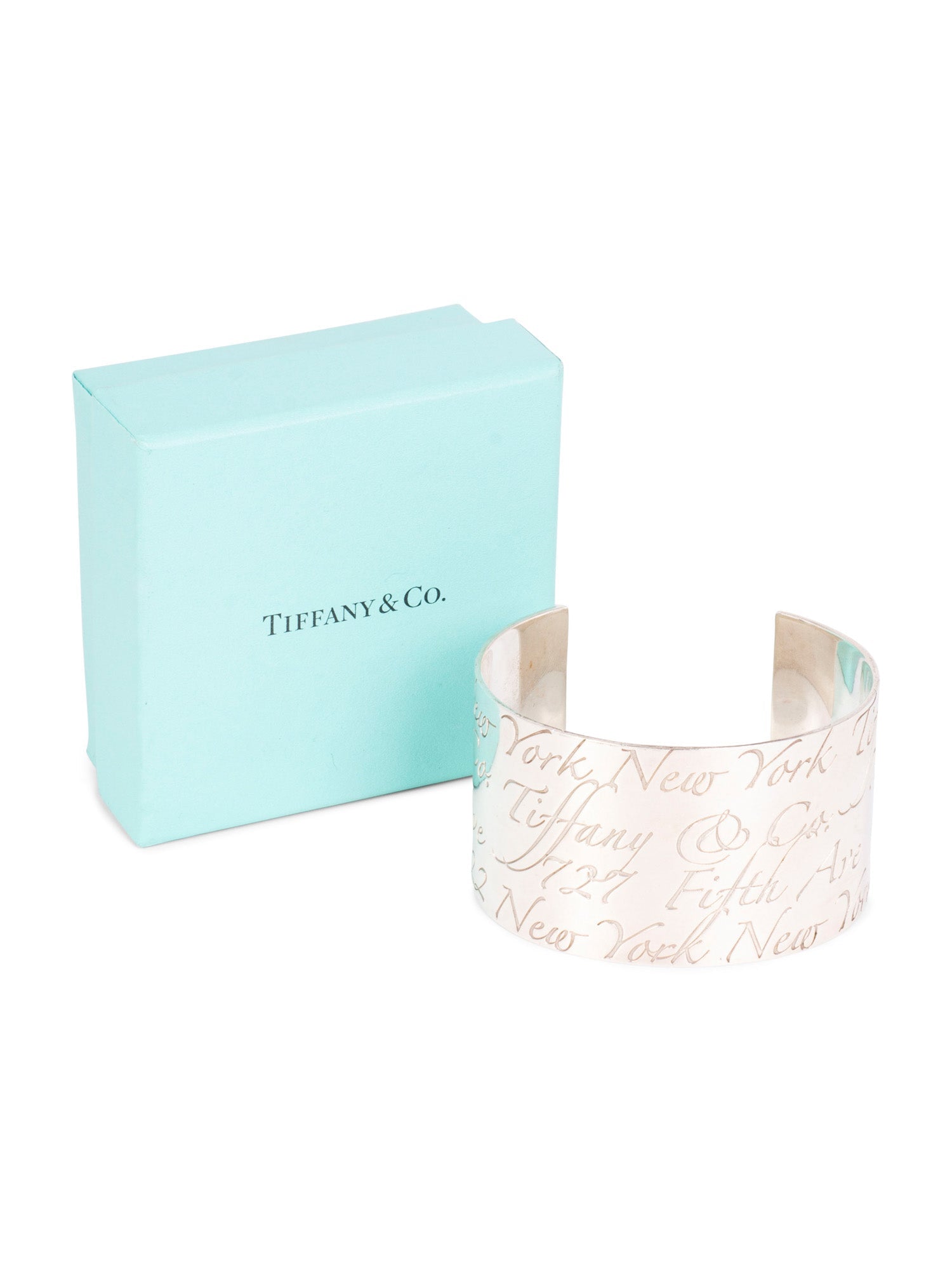 Tiffany & Co Sterling Silver 727 Fifth Ave New York, New York 10022 Wide Cuff Bracelet-designer resale