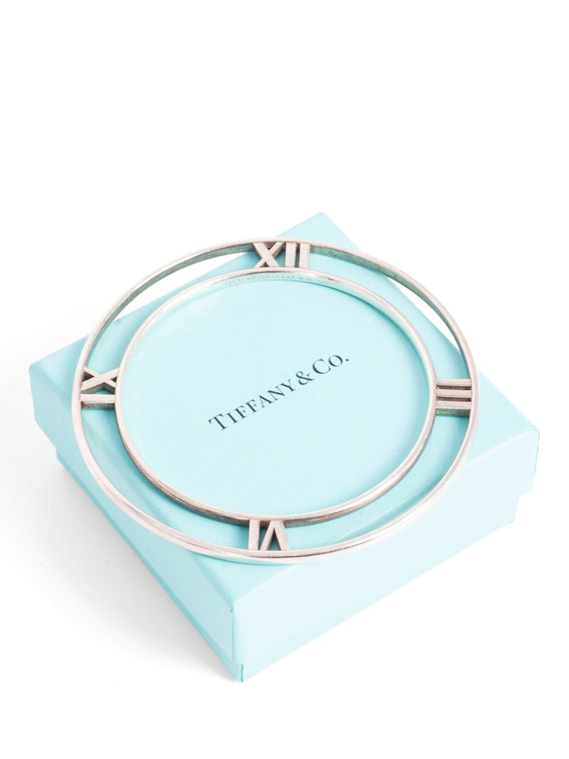 Tiffany & Co Sterling Silver Atlas Flat Bangle Bracelet Pendant-designer resale