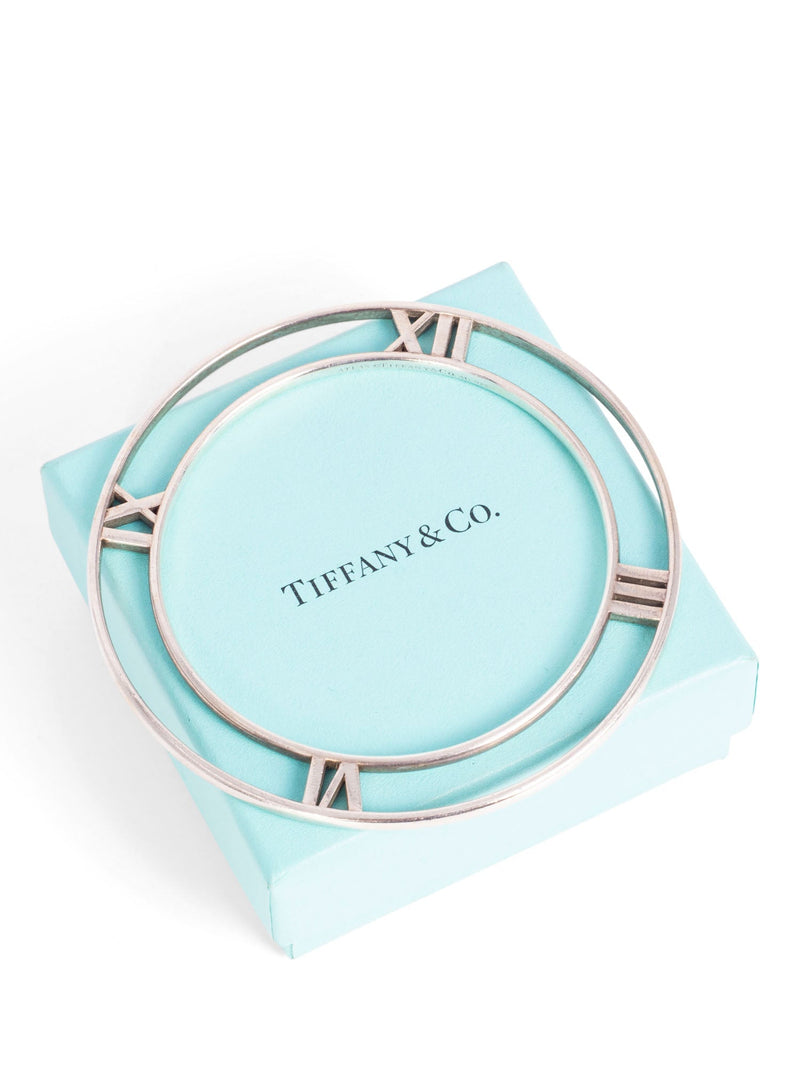 Tiffany & Co Sterling Silver Atlas Flat Bangle Bracelet Pendant-designer resale