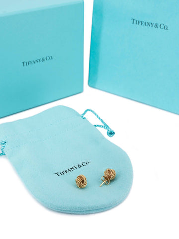 Tiffany & Co. 18K Twist Knot Stud Earrings Gold-designer resale