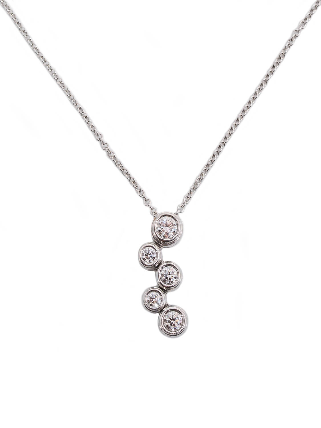 Tiffany & Co. Diamond Platinum Bubbles Collection Pendant Necklace-designer resale