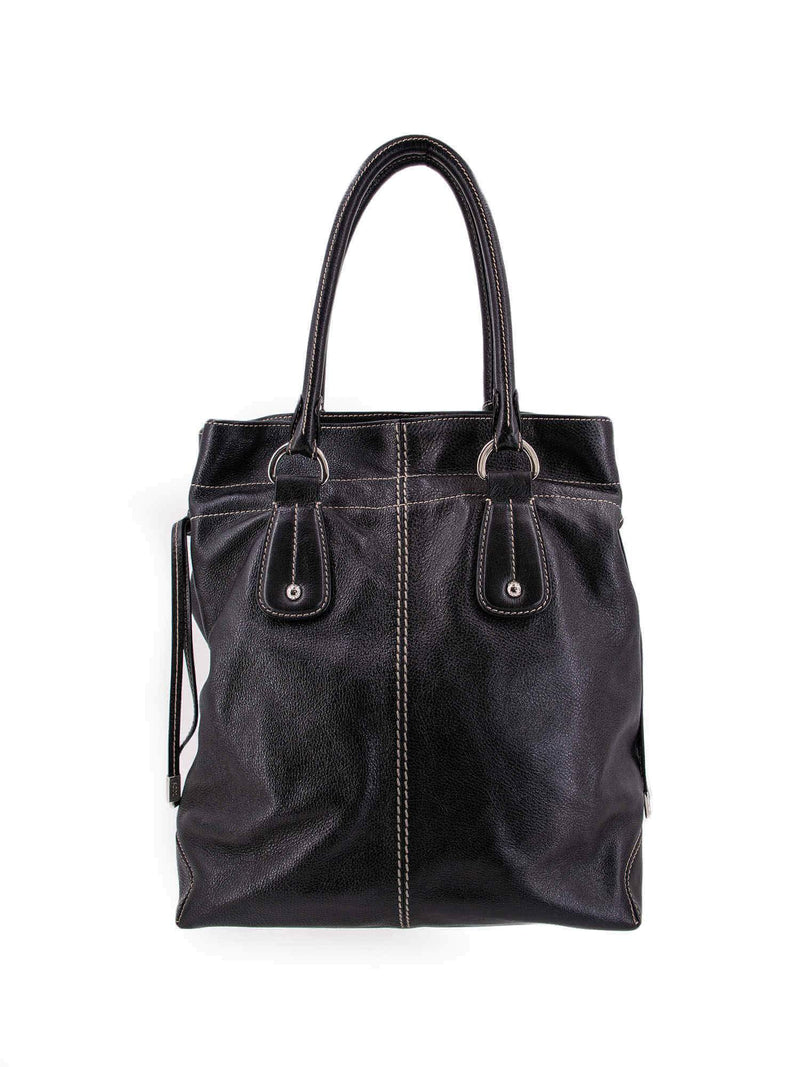 Tods Leather Large Tote Black-designer resale