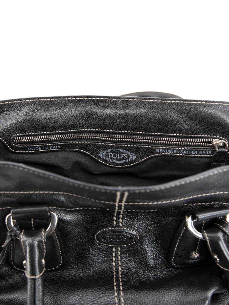 Tods Leather Large Tote Black-designer resale