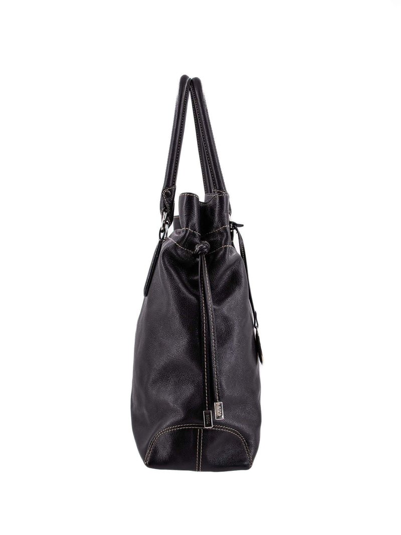 Tods Leather Large Tote Black-designer resale
