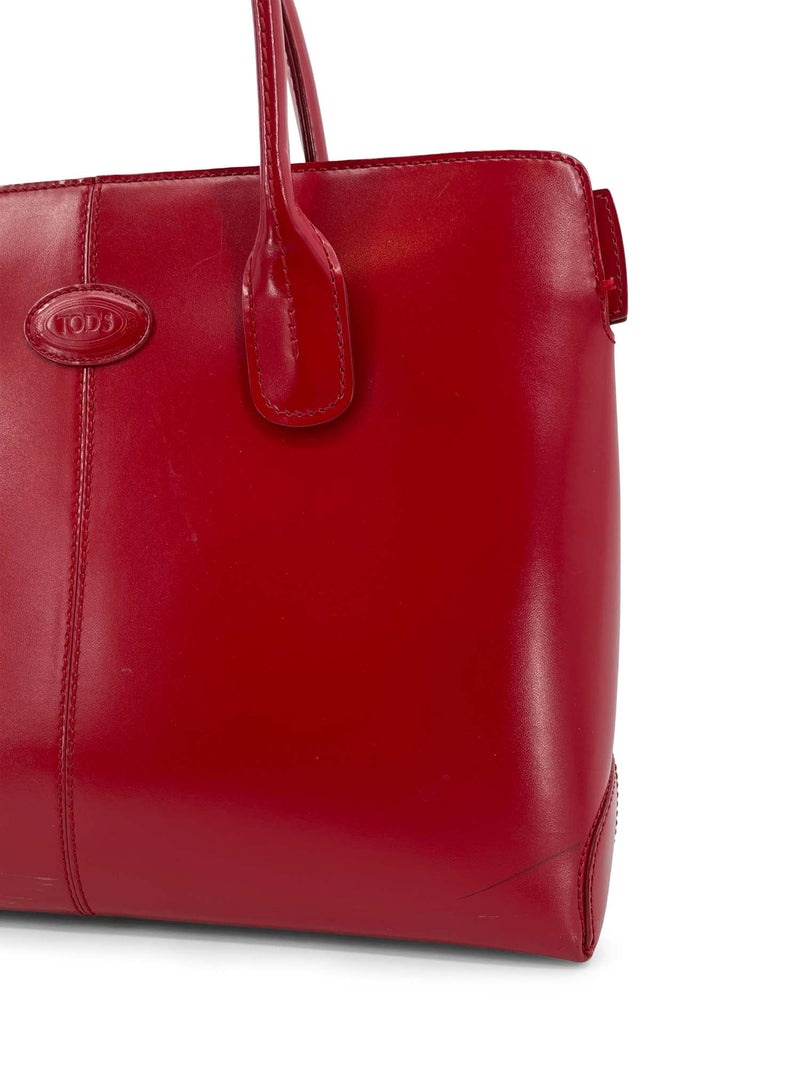 Tod's Logo Leather Princess D-Bag Red-designer resale