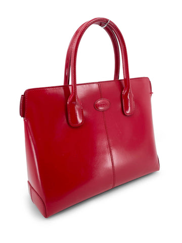 Tod's Logo Leather Princess D-Bag Red-designer resale