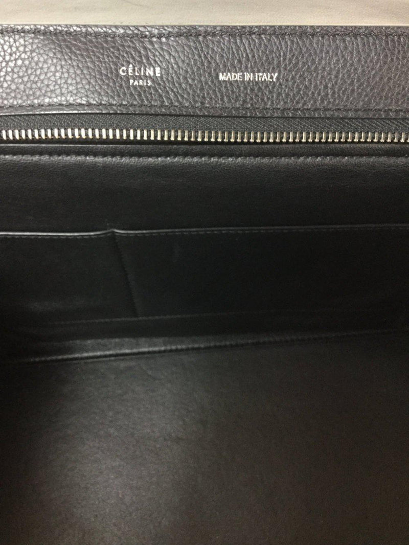 Trapeze Medium Flap Bag Black Calfskin Suede Silver Hardware-designer resale