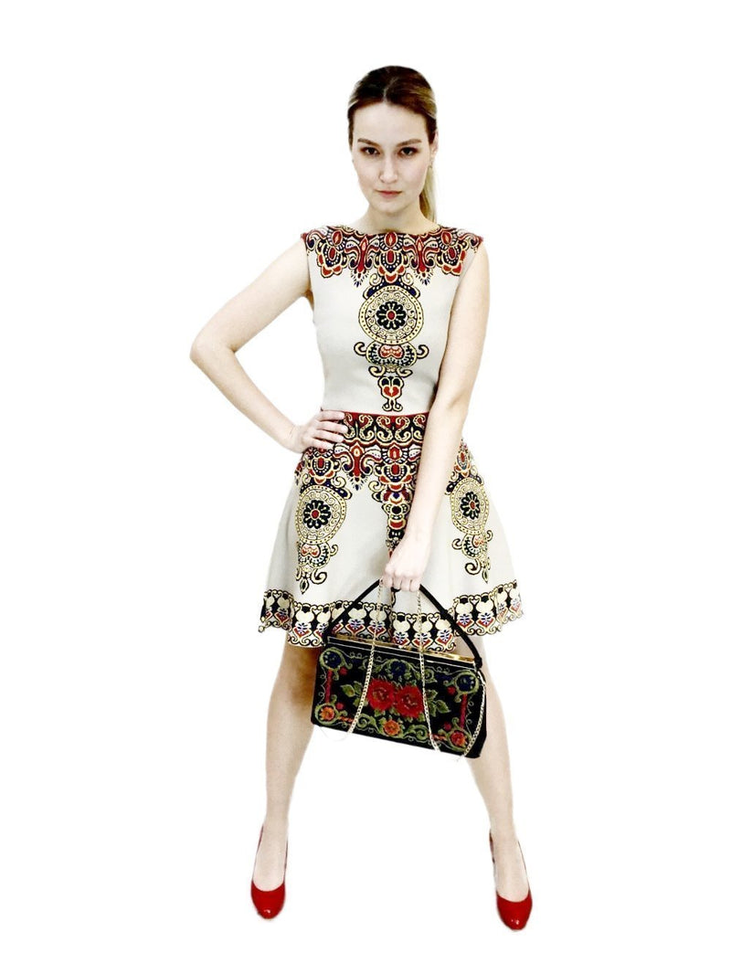 Valentino Cotton Knit Fitted Dress Multicolor-designer resale