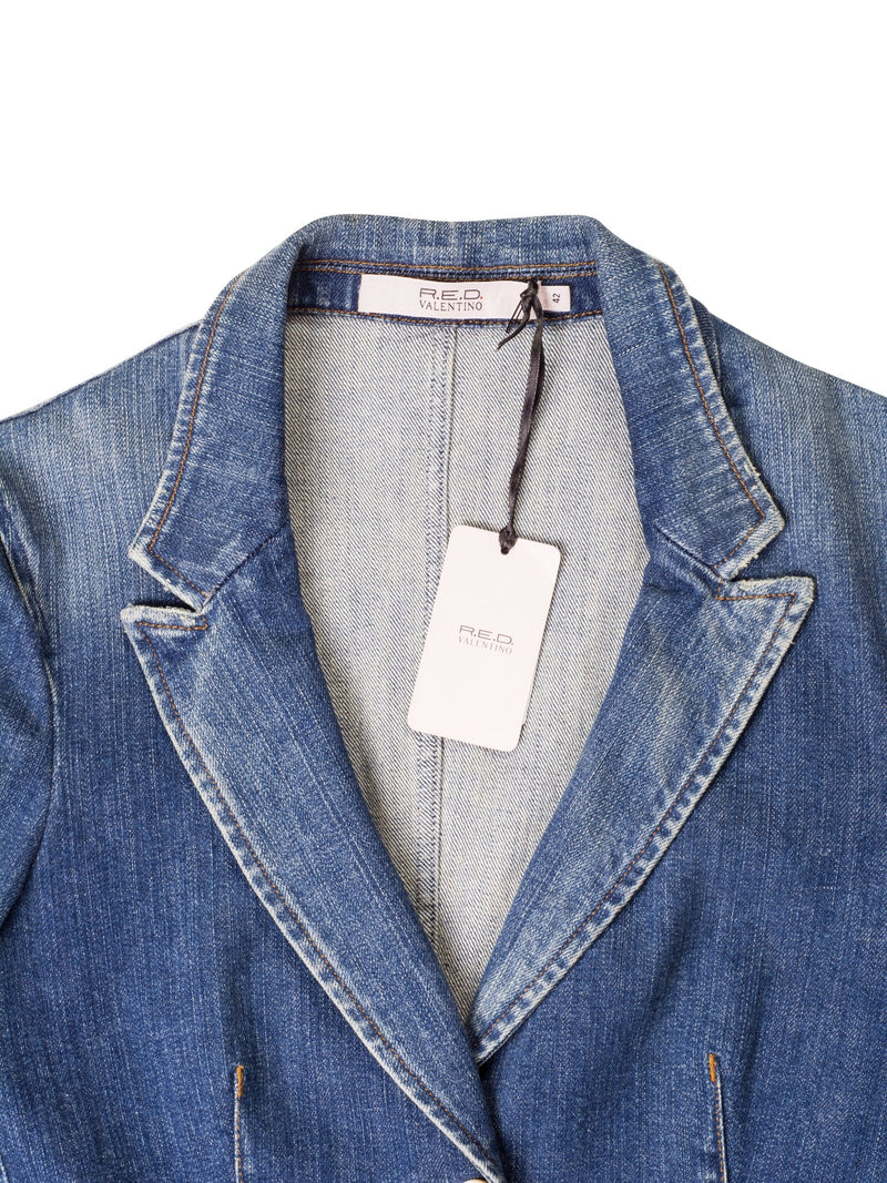 Valentino Denim Lace Fitted Jacket Blue-designer resale
