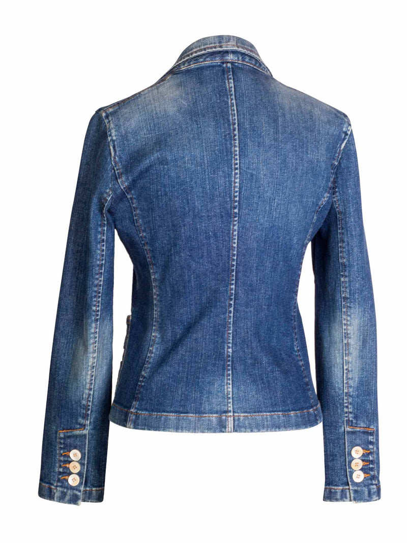 Valentino Denim Lace Fitted Jacket Blue-designer resale