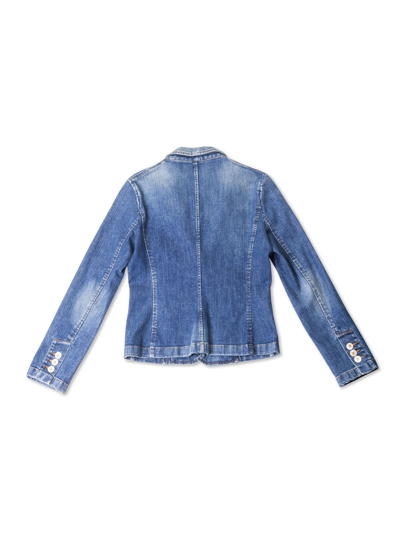 Valentino Denim Lace Fitted Jacket Blue-designer resale