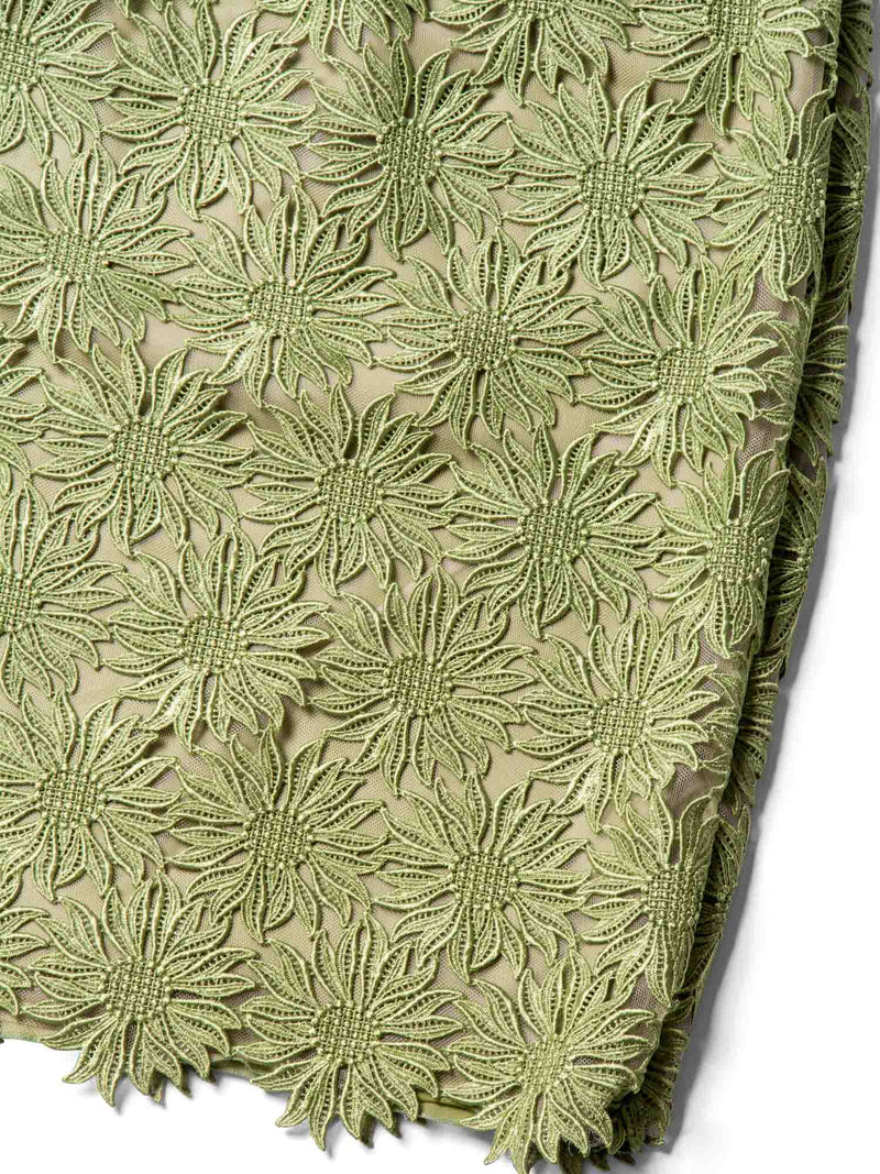 Valentino Floral Lace Midi Skirt Green-designer resale