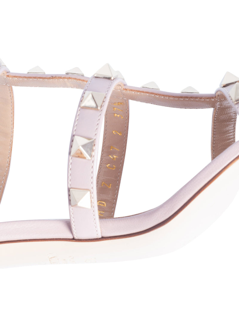 Valentino Leather Rockstud Sandals Taupe-designer resale