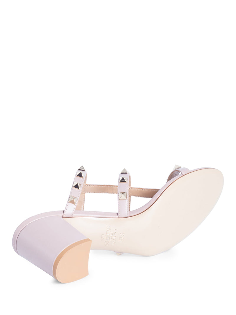 Valentino Leather Rockstud Sandals Taupe-designer resale