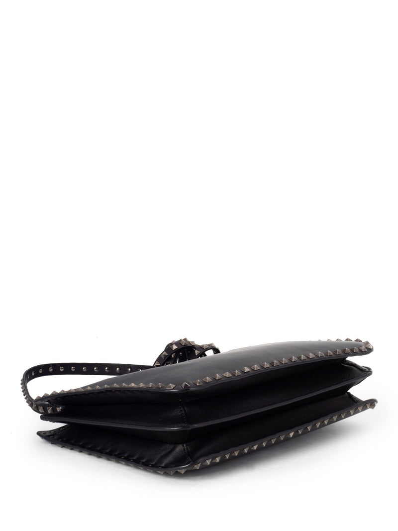 Valentino Leather Rockstud Shoulder Bag Black-designer resale