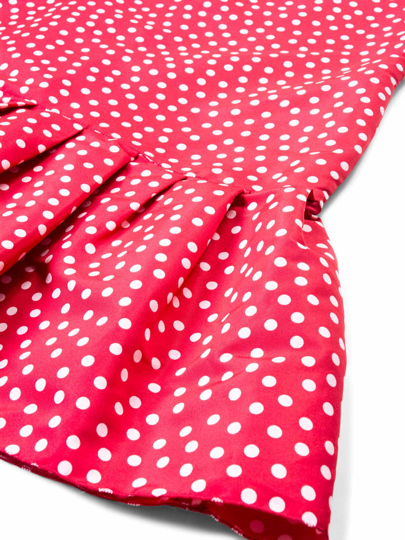Valentino Red Polka Dot Ruffle Mini Dress Red-designer resale