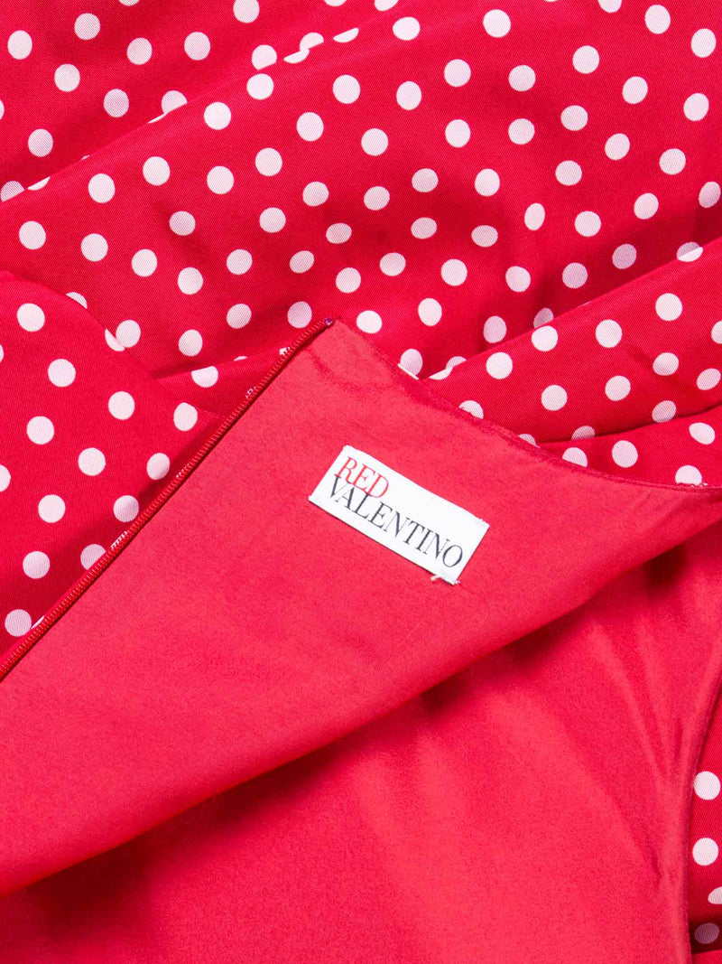 Valentino Red Polka Dot Ruffle Mini Dress Red-designer resale