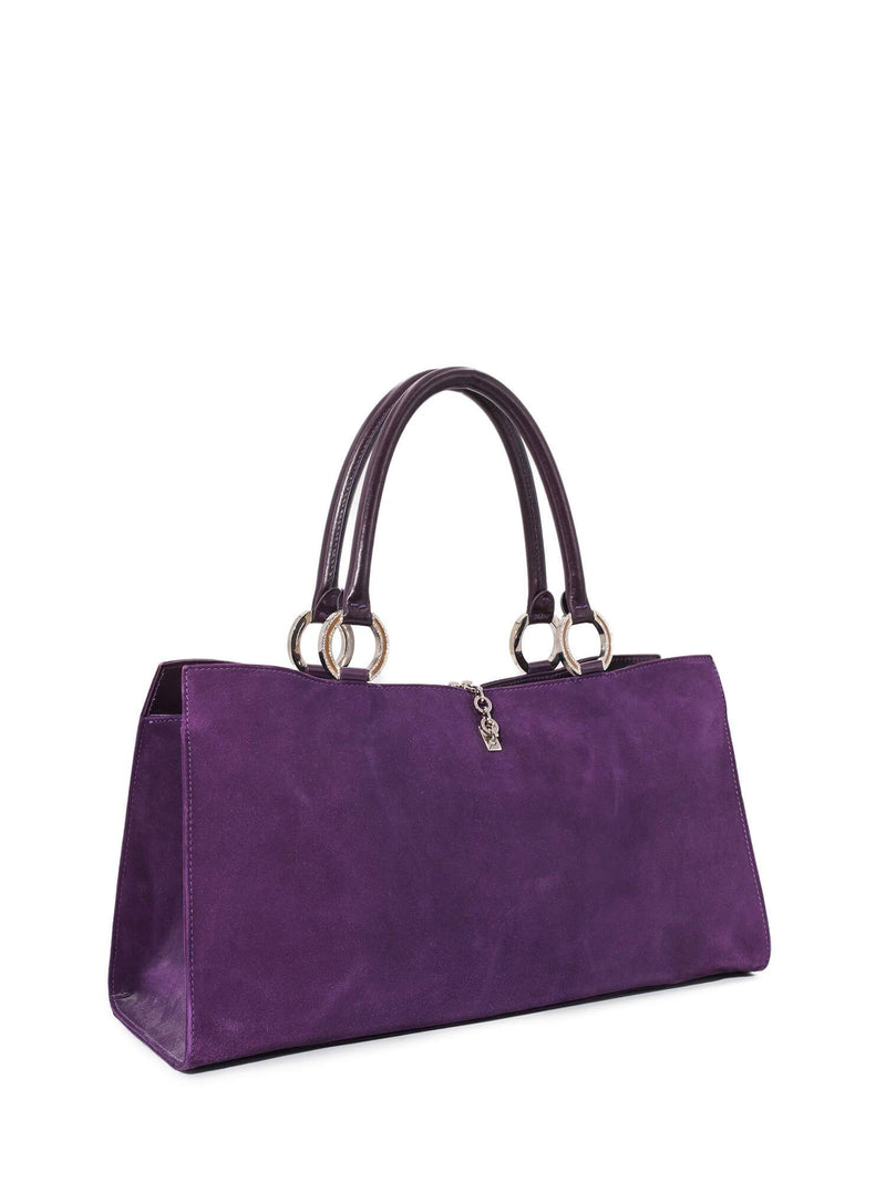 Valentino Suede Logo Triangle Bag Purple-designer resale