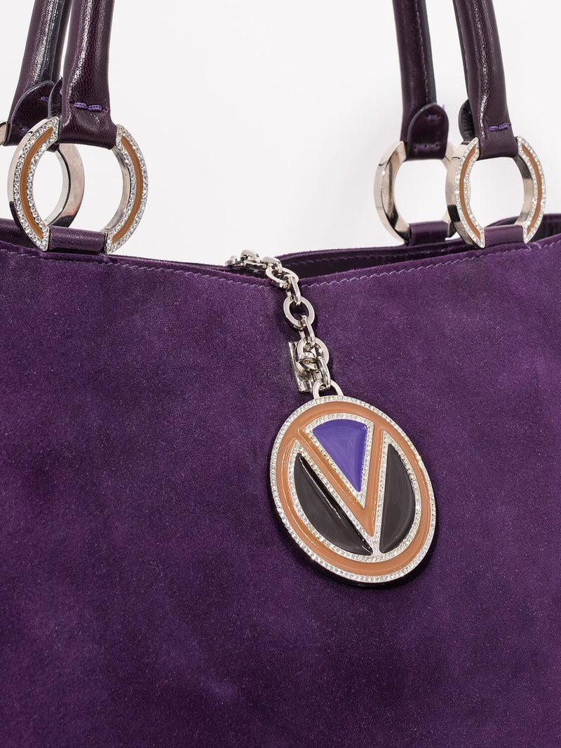 Valentino Suede Logo Triangle Bag Purple-designer resale