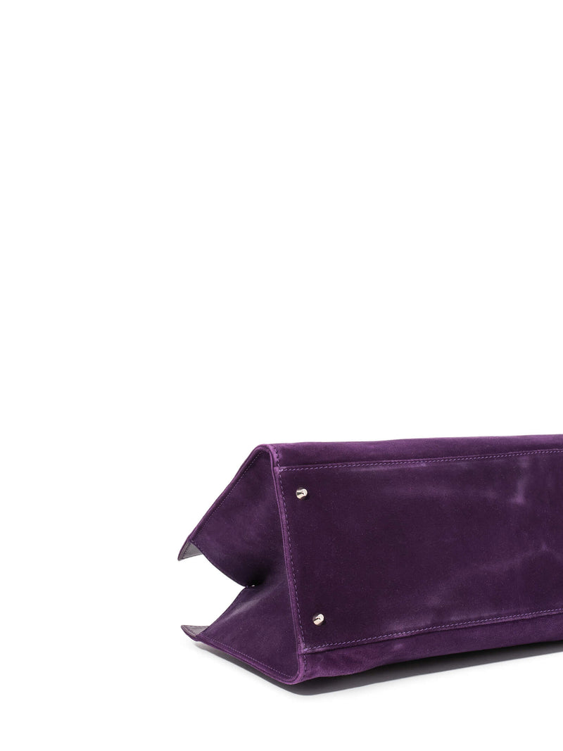 Valentino Suede Logo Triangle Bag Purple-designer resale