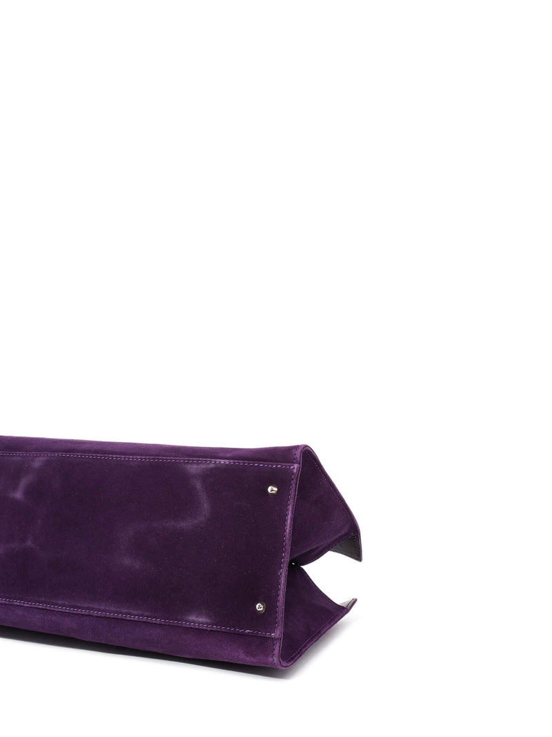Valentino Suede Logo Triangle Bag Purple-designer resale