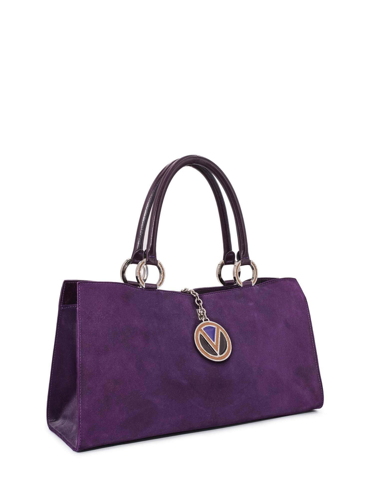 Valentino Suede Logo Triangle Bag Purple-designer resale