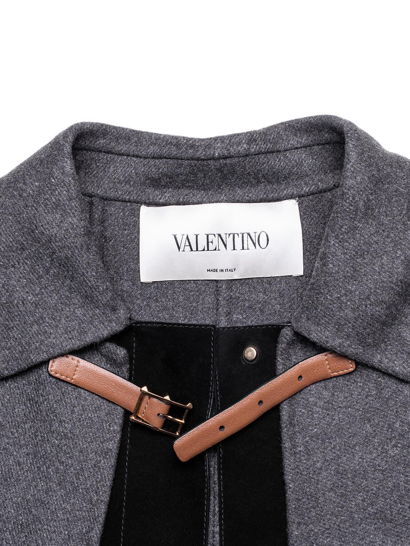 Valentino Wool Cape Coat Grey-designer resale