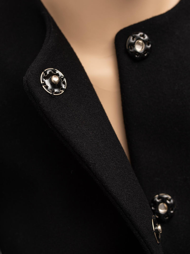 Valentino Wool Pleated Short Coat Black-designer resale