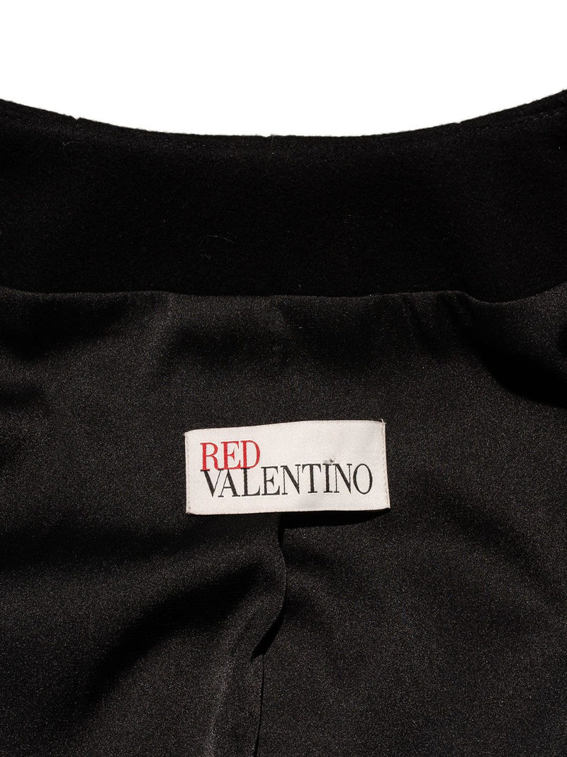 Valentino Wool Pleated Short Coat Black-designer resale