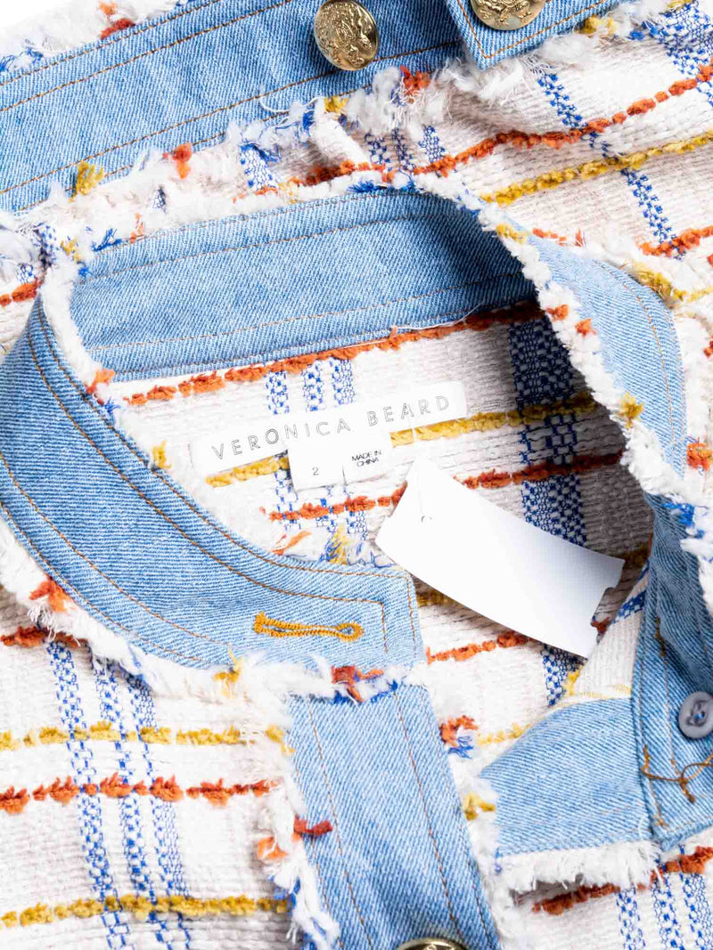 Veronica Beard Tweed Denim Cropped Jacket Multicolor-designer resale