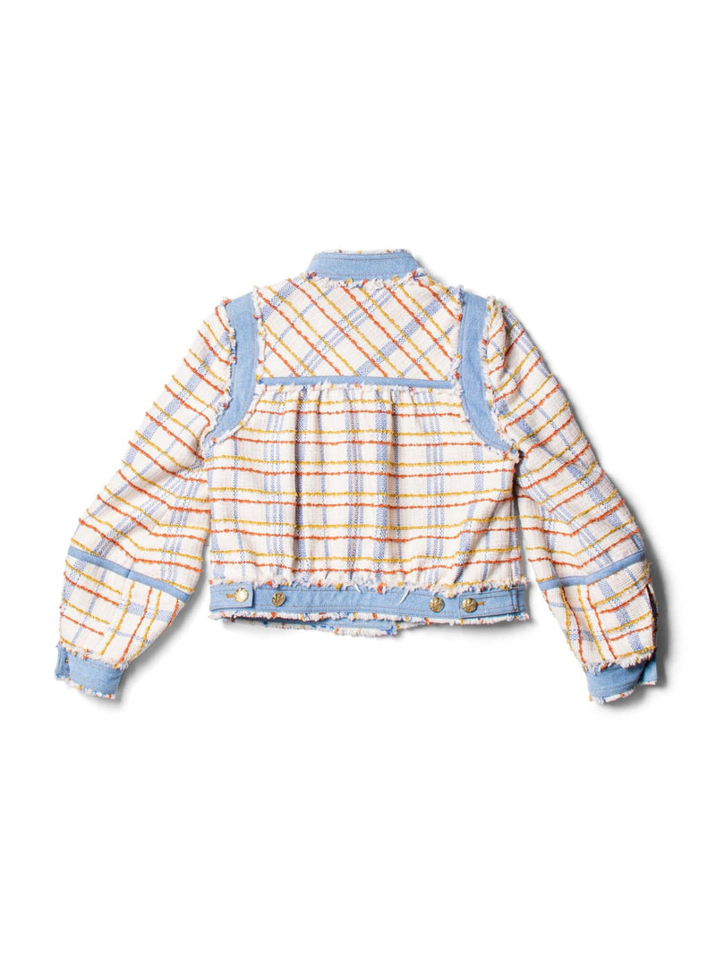 Veronica Beard Tweed Denim Cropped Jacket Multicolor-designer resale