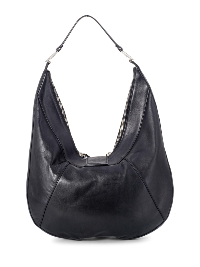 Versace Leather Logo Hobo Bag Black-designer resale