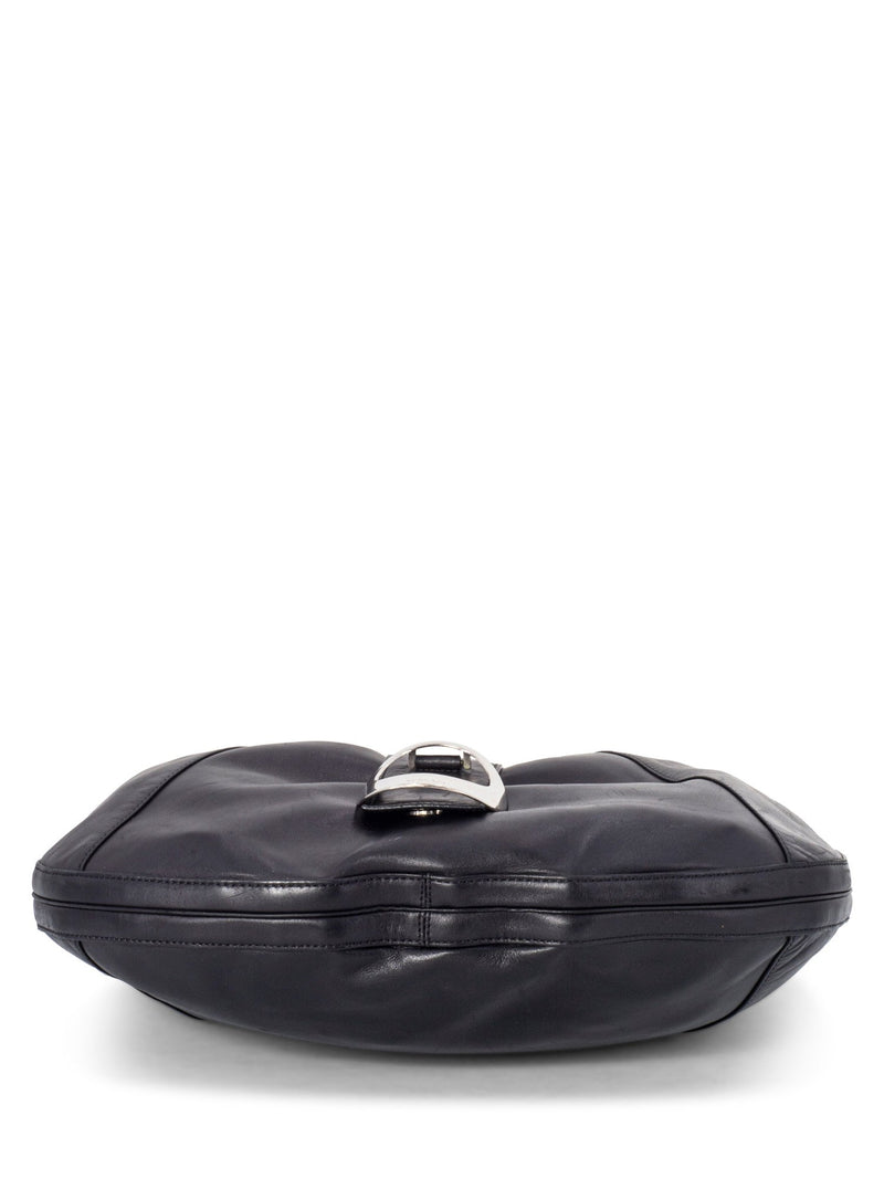 Versace Leather Logo Hobo Bag Black-designer resale