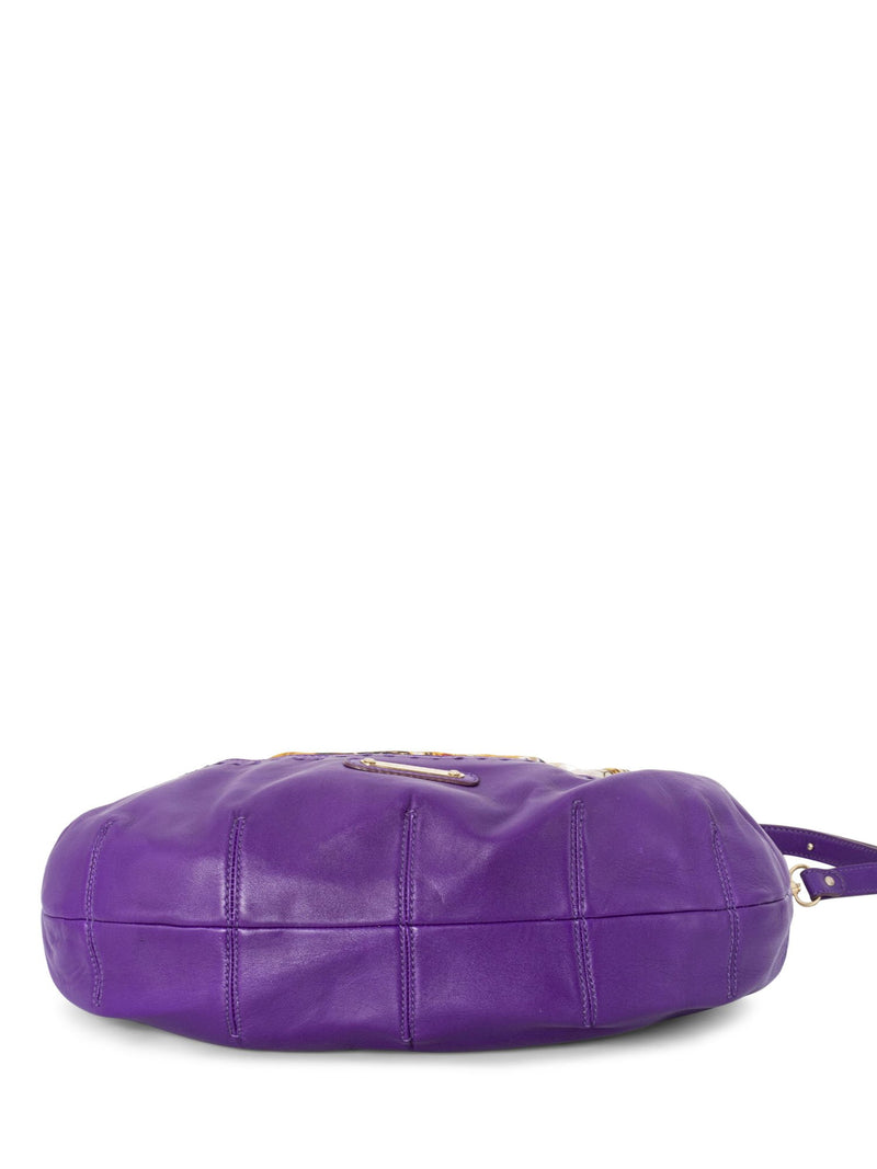 Versace Leather Silk Limited Edition Hobo Bag Purple-designer resale