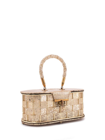 Vintage 50's Americana Lucite Top Handle Bag Gold-designer resale