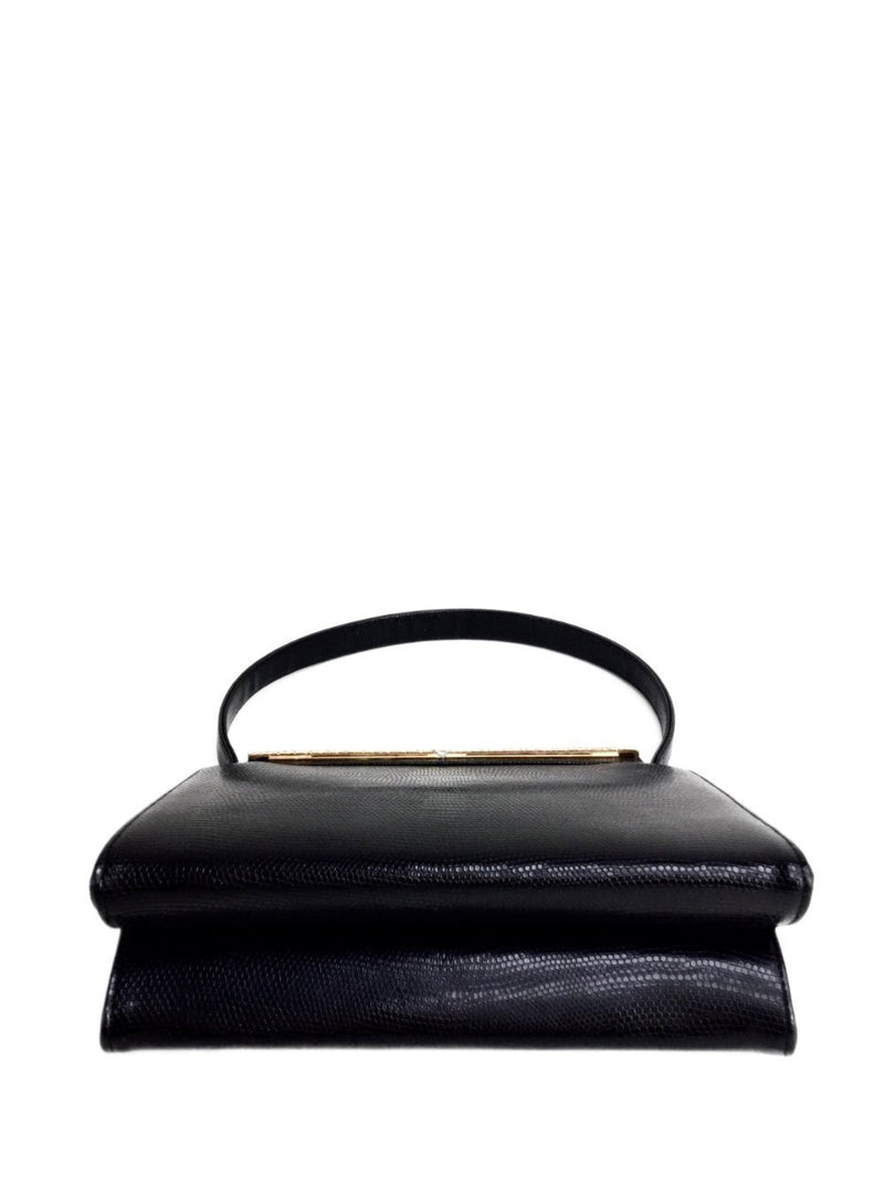 Vintage Black Snakeskin Top Clasp Bag-designer resale