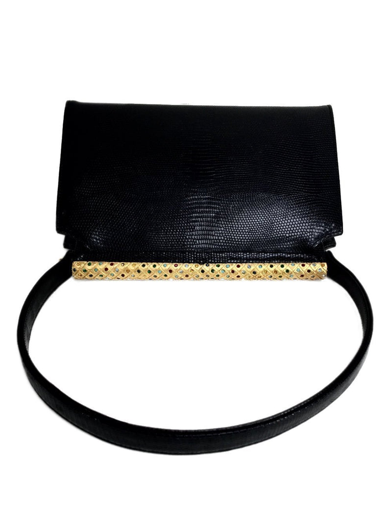 Vintage Black Snakeskin Top Clasp Bag-designer resale