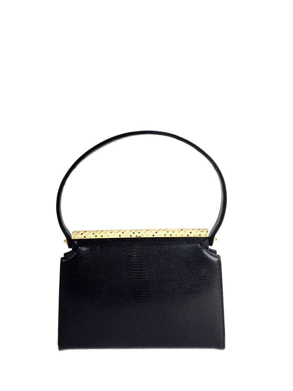 Vintage Black Snakeskin Top Clasp Bag-designer resale