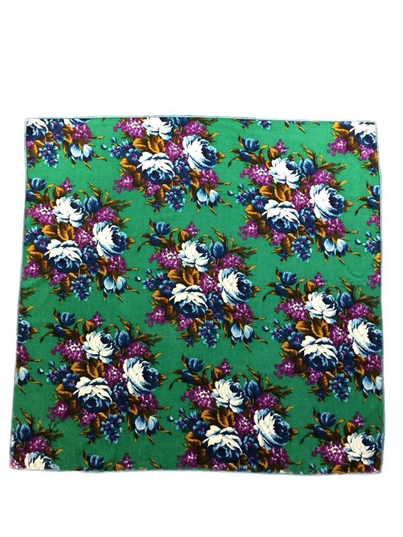 Vintage Blooms Emerald Green Scarf-designer resale
