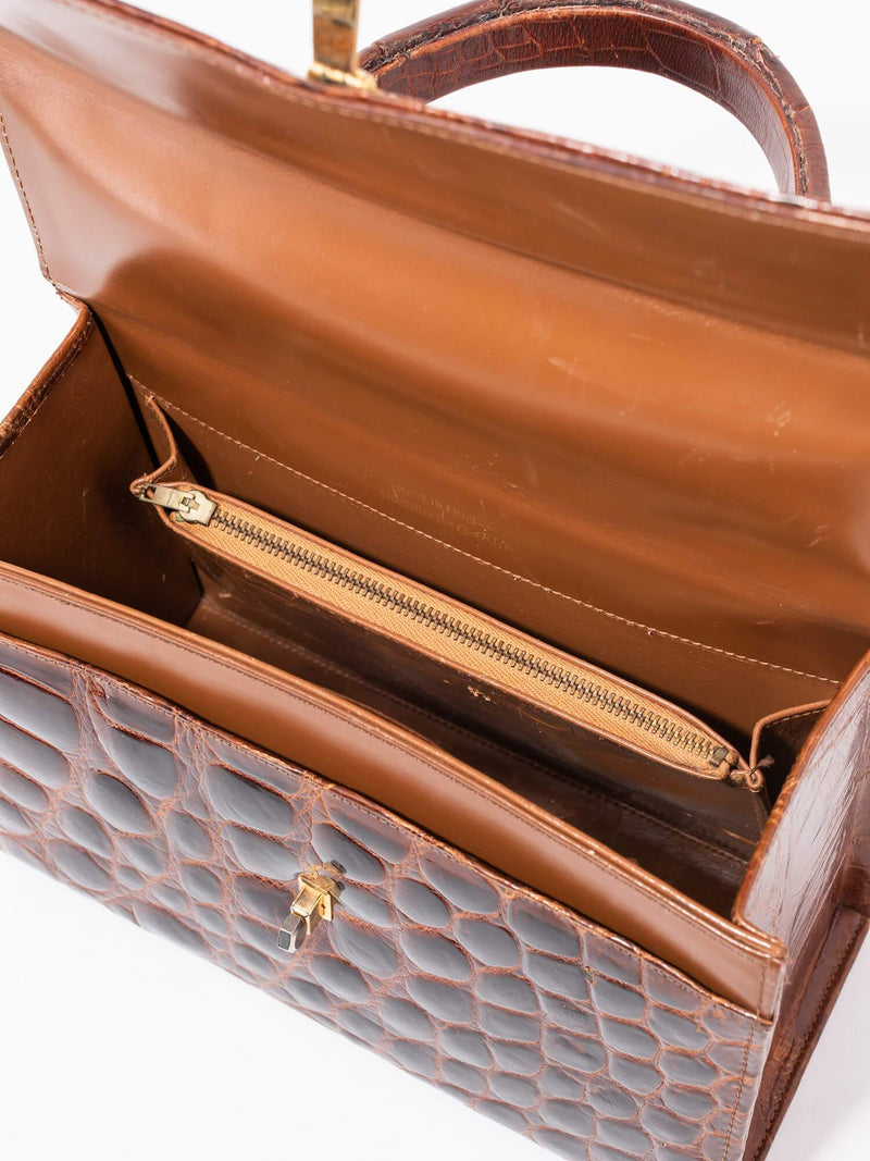 Vintage Crocodile Doctor Satchel Brown-designer resale