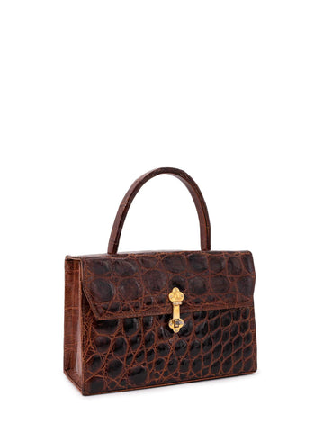 Vintage Crocodile Doctor Satchel Brown-designer resale