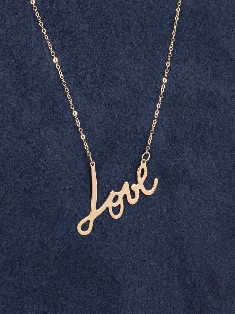 Vintage Custom 14K Gold Love Pendant Necklace-designer resale