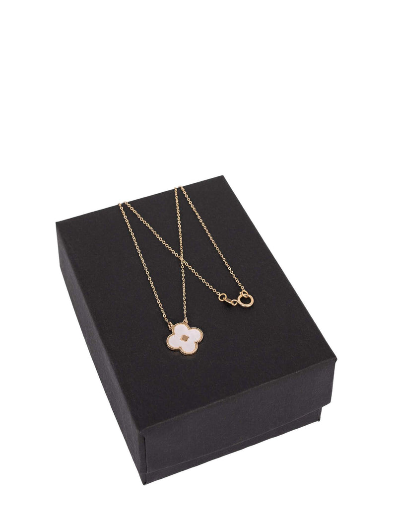 Vintage Custom 14K Gold Pearl Alhambra Pendant Necklace-designer resale