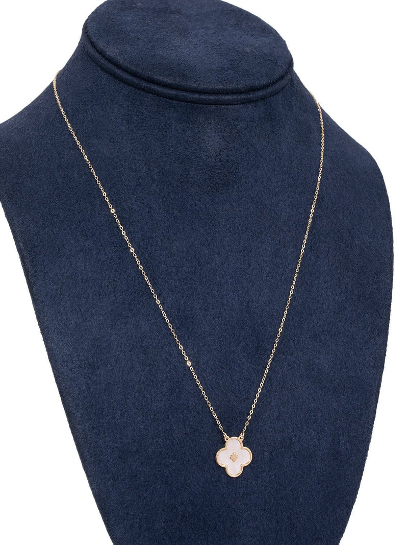 Vintage Custom 14K Gold Pearl Alhambra Pendant Necklace-designer resale